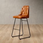 Kenridge Tall Leather Bar Chair Bourbon
