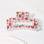 Lovely Strawberry Pattern Printed Hair Claw Clip Cute Hollow Out Hair Grab Clip For Women And Daily Use