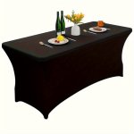 1 6PCS Stretchy Polyester Tablecloth For Home And Cocktail Parties - Fitted Rectangular Table Cover With Lashes - Perfect For Ma