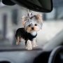 Acrylic Yorkshire Terrier Dog Hanging Ornament For Car Rearview Mirror Backpack Keychain Accessory - Versatile Decorative Charm Ideal Holiday Gift (1pc)