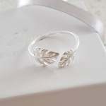 Lori 925 Sterling Silver Open Leaf Ring - Size 5
