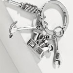 Stainless Steel Keychain With Toolbox Charms - Hammer Wrench Screwdriver Pendants - Multipurpose Metal Keyring For Men - Ideal F