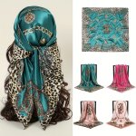 89.99CM Leopard Chain Printed Square Scarf Classic Thin Smooth Satin Shawl Windproof Sunscreen Head Wrap For Women