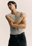 Slim Fit Ribbed Vest Top - Grey Marl