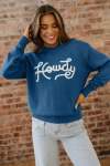 Dusk Blue Howdy Embroidered Graphic Western Sweater - Dusk Blue XL UK14-16 SA38-40