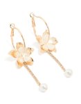 Goldair Gold Pearl Flower Diamante Cupchain Drop Earrings