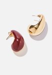 Mid Charm Earring - Up Gold & Burgundy Teardrop