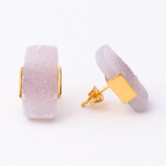 18CT Gold Druzy Quartz Gemstone Earrings - Druzy Quartz
