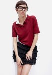 Fine-knit Polo Shirt - Red