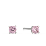 Sterling Silver Pink Cubic Zirconia Kid&apos S Round Stud Earrings