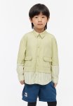 Oversized Poplin Overshirt - Pistachio Green Striped