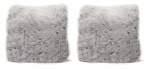 Smte Colorful Faux Fur Cushion Set Of 2 White With Keychain