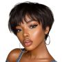 Wear&go Glueless Wig Peruvian Hair Pixie Cut Wig Layered With Fringe