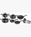 Tefal 12PC Set Super Cook Non Stick - Thermo-spot Marking Turns Full Red When The Pan Reaches The Ideal Temperature High-quality Titanium-infused Coating Delivers