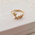 Laylah-gold Gold Plated 925 Sterling Silver Leaf Branch Ring - Size 8