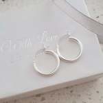 Shana 925 Sterling Silver Round Hoop Earrings Size 16MM 2MM Thick