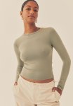 Miley Long Sleeve Fitted Top - Desert Sage
