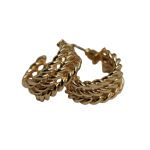Jewellery - Braided Chunky Stud Hoops Earrings - Gold Plated
