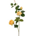 Artificial Yellow Rose Stem 3 Head 75CM
