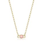 Gold Orb Rose Quartz Link Necklace