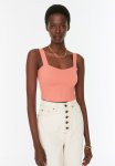 Crop Knitwear Blouse - Coral