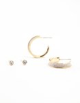 Goldair Gold Diamante Glitter Hoop Earrings 2-PACK
