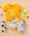Mama’s Boy T-Shirt And Zoo Printed Shorts