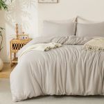 Mildly Super Soft Duvet Cover 2PCS - 100% Washed Microfiber Linen Grey Twin twin XL Comforter Cover Set With Zipper Closure & Co