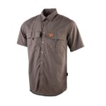 Mens Casual Short Sleeve Vented Tech Nylon Shirt Charcoal - 3XL