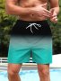 Men's Contrast And Gradient Color Board Shorts With Drawstring And Pockets Casual And Trendy Shorts For Summer Daily Wear And Beach Vacation