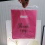 Pack Of 50 Pink PE Thank You Shopping Bags - Durable Foldable Water-Resistant Boutique Bags For Retail Gifts Jewelry Apparel Bookstores Birthday & Wedding Parties