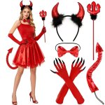 Women’s Red Devil Halloween Costume Accessory 5PCS Set