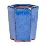 Assorted Glazed Cascade Pots 6 X 6 X 9CM - Blue Hexagon 6 Sides