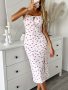 Floral Print Spaghetti Strap Dress Casual Tie Front Slim Split Dress For Spring & Summer Women's Clothing