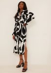 Swirl Pattern Midi Shirt Dress - Black white