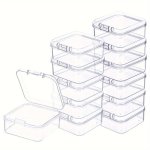 6 12PCS Clear Plastic Square Box With Hinged Cover - Perfect For Small Beads Jewelry Small Items Package Storage Hardware Diy Ar