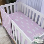 Cot Fitted Sheet Purple With Clouds