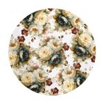 Bouquet Of Floral On White Round Tablecloth