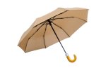 21" Wooden Hooked Handle Auto Open & Close Fold-up Rain Umbrella