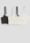 2-PACK Lace-trimmed Strappy Tops - White Spotted