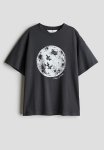 Oversized Print-motif T-Shirt - Dark Grey disco Ball