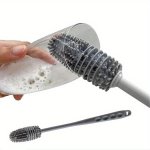 Long-handle Silicone Bottle Brush - Efficient Cleaning Device For Glass Coffee Mugs & Young Ones' Bottles