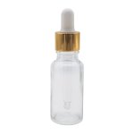 20ML Clear Glass Aromatherapy Bottle With Pipette - White & Gold Collar 18 69