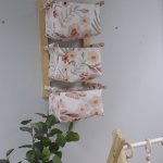 Modern Nappy Or Toy Stacker With Wooden Frame Watercolour Flower