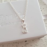 Katrini 925 Sterling Silver Cat Cz Necklace 6X1MM On A 45CM Rolo Chain