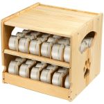 2 Tier Cat Food Cans Storage Organizer Stackable Wood Can Storage Durable