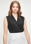V-neck Wrap Over Combo Bodysuit - Black