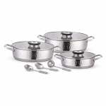 9 Piece Hammered Cookware Set Silver