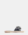 Sissy Boy Flat Espadrille Sandal Bling Buckle - UK8 Black