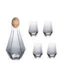 Smte Nordic Style Geometric Decanter Set Black With Keychain